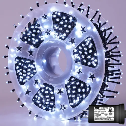 Vista 23 de YEGUO 500 luces LED de Navidad rosas de 165 pies, impermeables, para exteriores, cadena de luces de alambre verde para interiores, 8 modos de luces