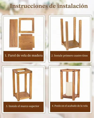 Vista 4 de Huquary - Centro de mesa de madera para decoración de mesa, 8 unidades Marrón Oscuro