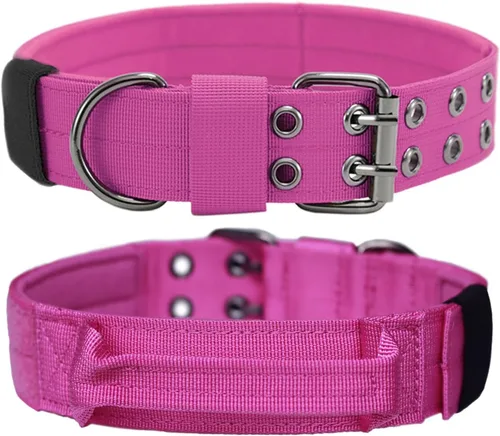 Vista 8 de Collar táctico para perro, collar militar ajustable para perro, collar de entrenamiento de nailon suave con parche, collares de hebilla de metal