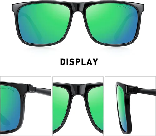 Vista 3 de MERRYS Gafas de sol cuadradas polarizadas para hombre patas de aluminio 100 UV S8250