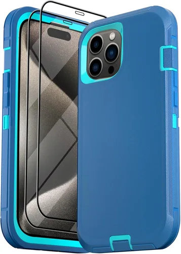 Vista 16 de Funda para iPhone 15 Pro Max (6.7 pulgadas), con 2 protectores de pantalla de vidrio templado