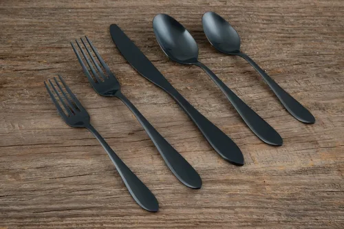 Vista 8 de Cambridge 5017V2HCWA47 Delia Black Satin - Juego de cubiertos de 6 piezas, servicio para 2