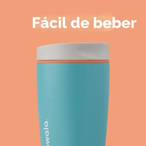 Vista 2 de Owala SmoothSip Slider - Vaso de café aislado de acero inoxidable, reutilizable, taza de café helado, taza de viaje para café caliente, sin BPA, 12