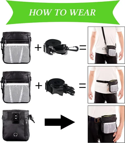 Vista 4 de STMK Bolsa de golosinas para perros, kit de entrenamiento de clicker para perros, bolsa de entrenamiento para perros para entrenamiento, 3 formas