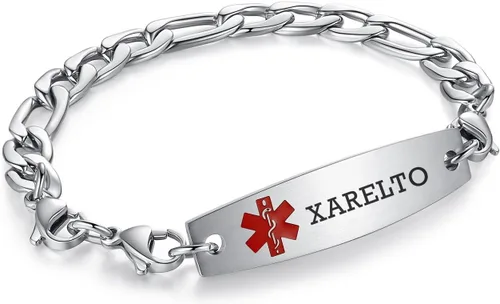 Vista 99 de Brazaletes de alerta médica ajustables de 7.5" a 9" para mujer/hombre, de acero inoxidable, intercambiables Cadena de bloque