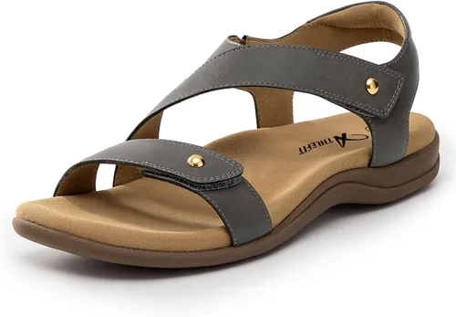 Vista 8 de Athlefit Sandalias ortopédicas cómodas para mujer con soporte de arco ajustable para caminar sandalias ortopédicas casuales