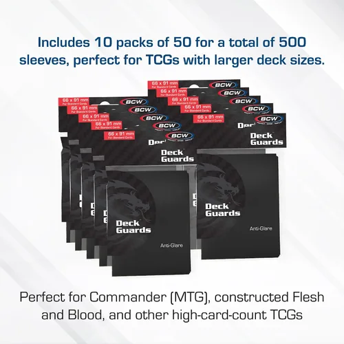 Vista 2 de BCW Deck Guard - Fundas dobles mate para tarjetas, caja de 500 unidades (10 paquetes de 50 fundas), sin ácidos, sin PVC, se adapta a tarjetas