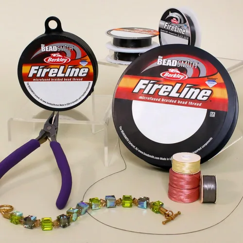 Vista 7 de The Beadsmith Fireline by Berkley - Hilo trenzado microfusionado - Prueba de 4 libras, diámetro de 005"/.12mm, carrete de 50 yardas, color cristal