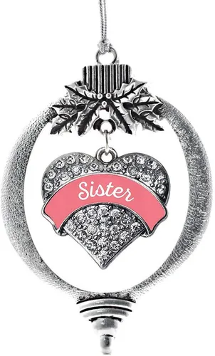 Vista 193 de Inspired Silver Adornos festivos de dije de corazón pave de plata con circonitas cúbicas