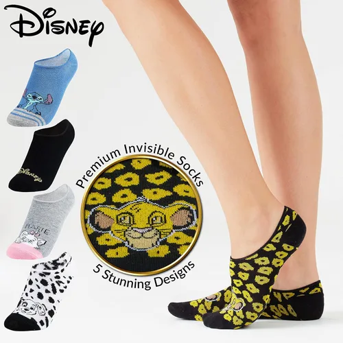 Vista 2 de Disney Calcetines tobilleros para mujeres y adolescentes que no se ven