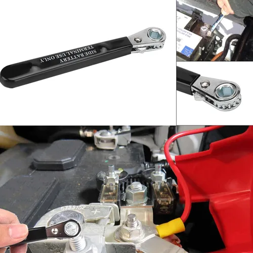 Vista 5 de Llave de batería de terminal lateral de 5/16 pulgadas, herramienta de trinquete de 6 puntos con mango aislado para reparación de automóviles, se