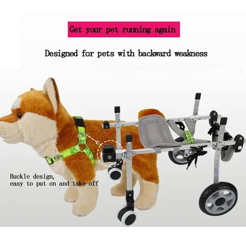 Vista 5 de Carros para perros con ruedas, peso ligero, ayuda de movilidad ajustable para silla de ruedas para perros, soporte para piernas y soporte de cadera