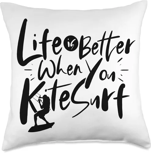 Vista 4 de Life Is Better When You Kitesurf Kitesurfer Kitesurfing Throw Pillow