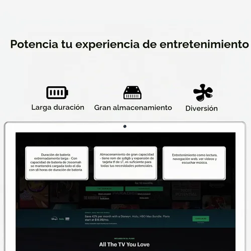 Vista 3 de Tablet, 2025 Último Tablet de 10 pulgadas Android 14, MTK8183 Octa-Core, 16GB 128GB 1TB Expansión, 2.4/5G WiFi, Cámara de 21MP, Gemini AI 2.0