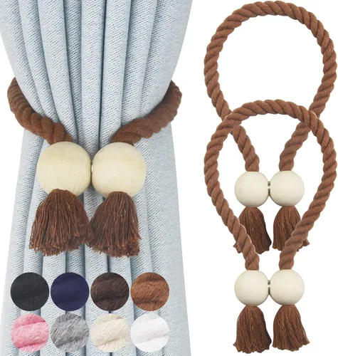 Vista 10 de Alzapaños magnéticos para cortinas, alzapaños decorativos Nieffeiy Beige