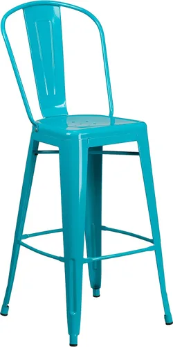 Vista 17 de Taburete Flash Furniture de bar, hecho de metal para interior y exterior, Metal, Negro