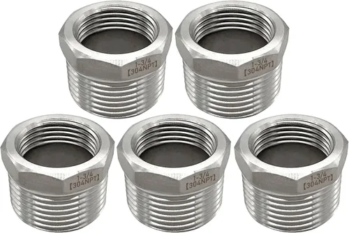 Vista 19 de Beduan - Buje reductor hexagonal de acero inoxidable, 1" macho NPT a 1/2" hembra NPT, accesorio adaptador para tubería de fundición reductor