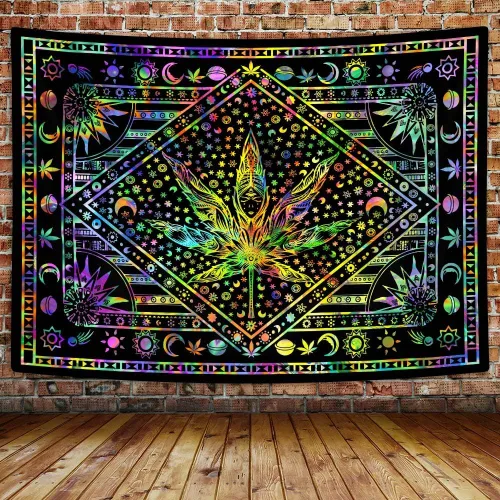 Vista 11 de JAWO Tapices alienígenas geniales, tapiz mágico psicodélico de hongos psicodélicos OVNI para colgar en la pared, decoración del hogar