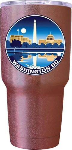 Vista 21 de Washington, D.C. Souvenir - Vaso aislado de acero inoxidable, 24 onzas, color negro, A