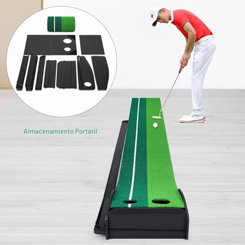 Vista 6 de Dollox Putting Green - Alfombrilla de Putting de Golf para Interiores, Alfombrilla con Retorno Automático de Pelota, Set de Mini Golf Accesorios