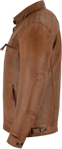 Vista 3 de Vance Leathers Cafe Racer - Chaqueta de piel de cordero encerada para hombre color marrón