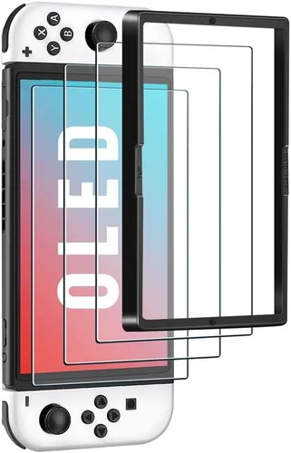 Vista 9 de Paquete de 3 protectores de pantalla de vidrio templado premium compatibles con Switch OLED