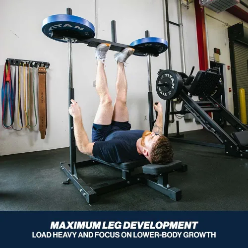Vista 5 de Titan Fitness Máquina de prensa vertical de piernas, entrenamiento de fortalecimiento de piernas para gimnasio en casa, prensas de alta intensidad