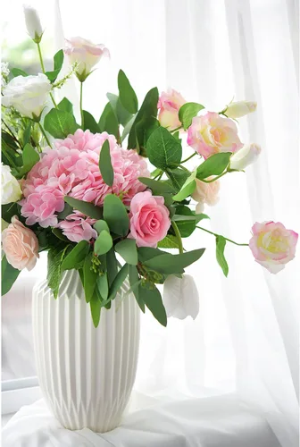 Vista 6 de FiveSeasonStuff Real Touch Lisianthus - Flores artificiales florales de color rosa claro, tallos largos y altos, 1.9 pies, 3 tallos Rosa claro