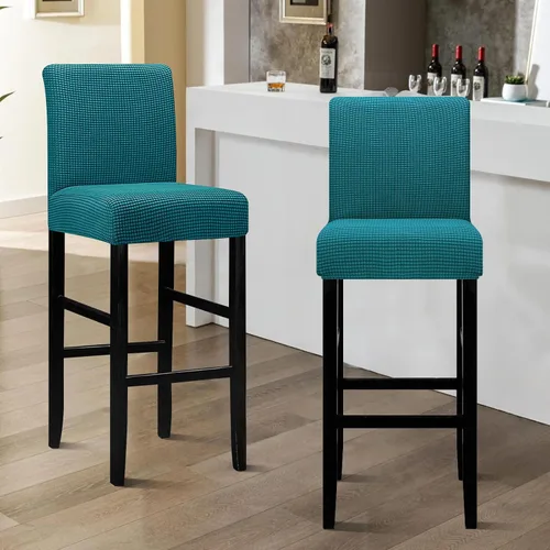 Vista 2 de Lellen Juego de 2 fundas para taburetes de bar, fundas elásticas y lavables para asientos de taburetes de bar, fundas extraíbles para sillas de bar