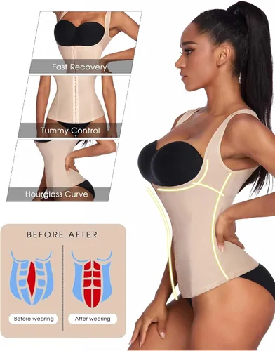 Vista 3 de Ekouaer Corsé debajo del busto para mujer, entrenador de cintura, moldeador de cuerpo con huesos de acero, quemador de grasa de abdomen, S-4XL
