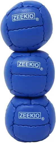 Vista 15 de Zeekio Galaxy Malabares - Pelotas de cuero genuino de 12 paneles de primera calidad, 4.59 oz, 2.638 in, paquete de 3 (negro)