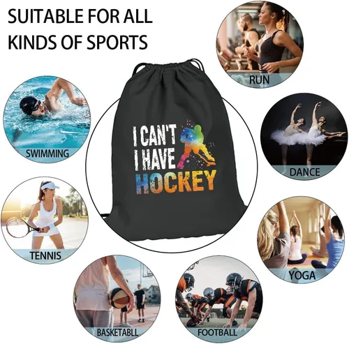 Vista 6 de Pishovi I Can I Have Hockey - Bolsa deportiva impermeable con cordón para hombre y mujer, regalos de jugador de hockey, regalo de hockey