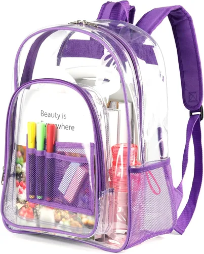 Vista 9 de Keepcross Mochila transparente para la escuela, bolsa transparente Negro
