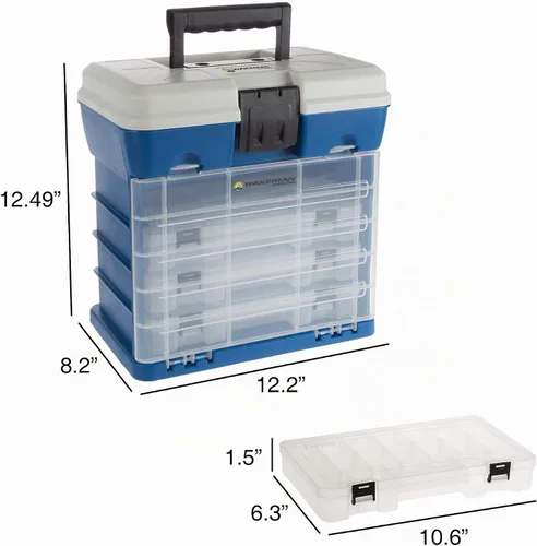 Vista 6 de Wakeman Outdoors - Caja organizadora de herramientas de almacenamiento, caja de utilidad con 4 cajones y 19 compartimentos para suministros de Azul