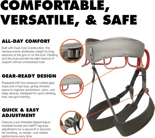 Vista 3 de BLACK DIAMOND Men's Momentum Rock Climbing Harness, Adjustable Loops Moonstone