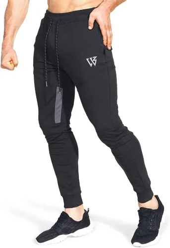 Vista 5 de ZENWILL Pantalones de entrenamiento cónicos para hombre, pantalones deportivos de entrenamiento ajustados con bolsillos con cremallera