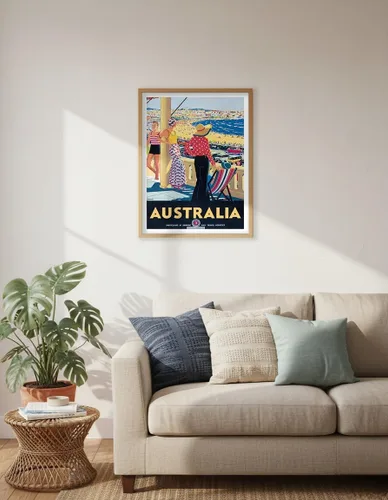 Vista 6 de Pacifica Island Art Australia - Bondi Beach New South Wales - Vintage Travel Poster by Percy Trompf c.1929 - Eco-friendly Premium Bamboo Paper