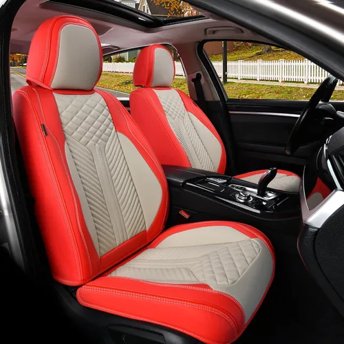 Vista 9 de Coverado Fundas de asiento delantero, paquete de 2 fundas de asiento impermeables para automóviles, cojines de asiento de cuero de lujo, protectores