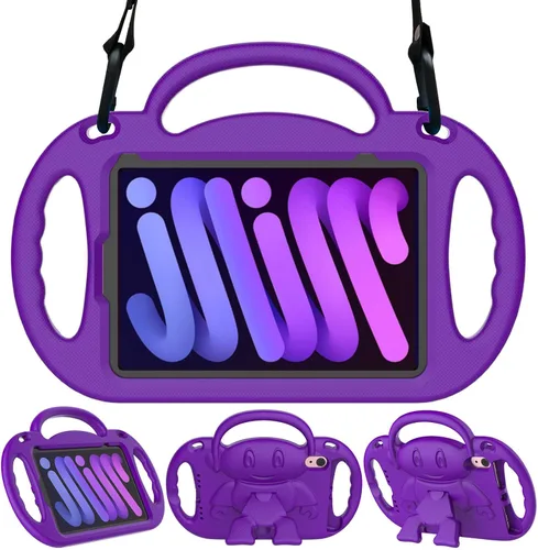 Vista 11 de Funda para Niños para iPad Mini 7 (A17 Pro) 2024/ Mini 6 2021, Funda para iPad Mini 7ª/6ª Generación con Correa para Hombro - Resistente a Golpes