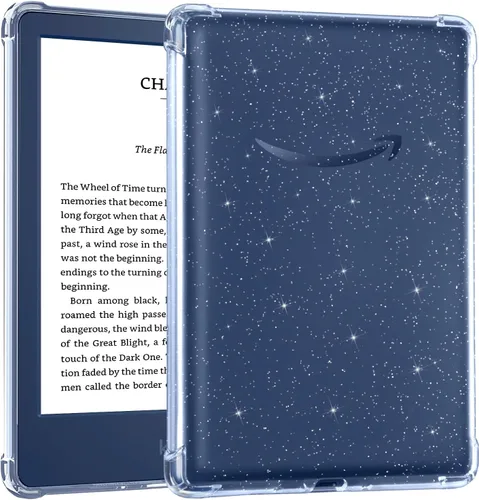 Vista 11 de CoBak Funda transparente exclusiva para Kindle de 6 pulgadas 2024 y 2022 Azul Flores