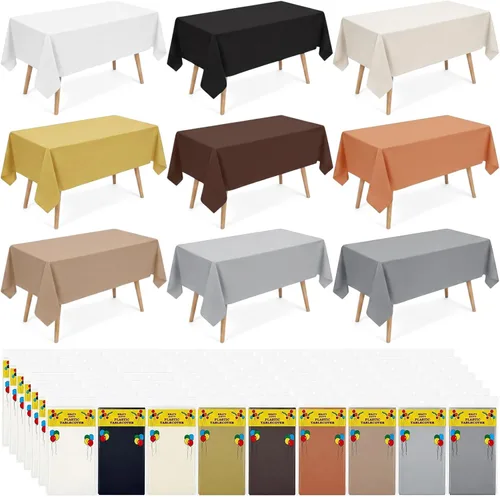 Vista 12 de Newwiee - Paquete de 23 manteles de plástico coloridos a granel de 54 x 72 pulgadas Manteles desechables de arcoíris para mesas rectangulares