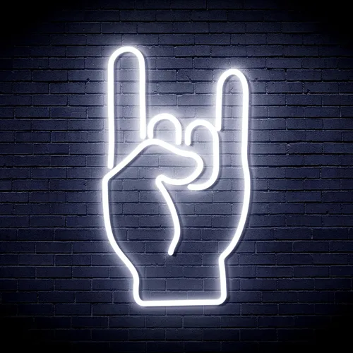 Vista 14 de AdvPro Rock On Hand Sign Flex Silicone LED Neon Sign - Azul - st16s32-fnu0067-b