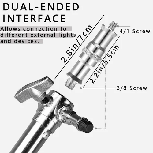 Vista 2 de KuuGuu Adaptador de trípode de tornillo roscado, convertidor de metal estándar de 1/4 a 3/8 pulgadas, adaptador de espiga para soporte de flash