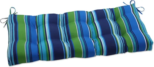 Vista 15 de Pillow Perfect - Cojín capitoné a rayas, resistente a la intemperie y la decoloración, para sofá de mimbre/columpio de exterior, bordes cuadrados