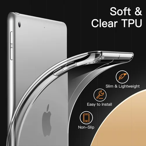 Vista 3 de JETech - Funda para iPad de 9.7 pulgadas (6ª/5ª generación, 2018/2017), funda delgada transparente de TPU suave y a prueba de golpes (transparente)