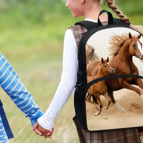 Vista 5 de SYtrade Bolso lindo del libro del patrón de la mochila del niño de la impresión animal 3D para la escuela, Caballo del, Mochilas de mochila