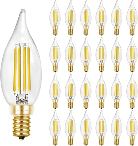 Vista 14 de Hizashi Bombilla de candelabro E12 de 40 W, bombillas LED de candelabro regulables CRI 90+, 4 W, 450 lm, 5000 K, luz blanca diurna, punta de llama