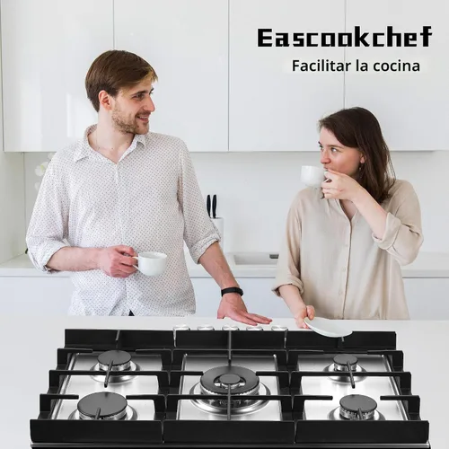 Vista 7 de Eascookchef Placa de cocina de gas de 30 pulgadas, estufa de gas con 5 quemadores de alta eficiencia, placa de cocina de propano de acero inoxidable