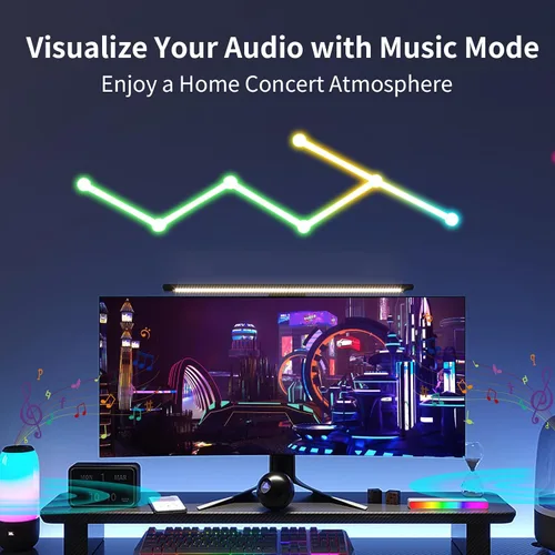 Vista 6 de Líneas de luz de pared inteligentes, barras de luz LED WiFi RGB, 16 M+ sincronización de música regulable de color, barras de luz para decoración