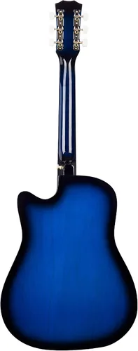 Vista 6 de Joymusic kit de guitarra acústica para principiantes de 38 pulgadas azul brillante, incluye estuche, correa con portapúas, afinador digital, juego